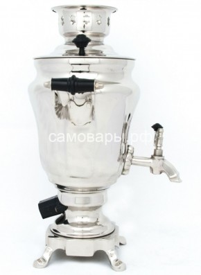 Электрический самовар из латуни никелированный на 1,5 литра форма "Тюльпан" с защитой от выкипания в Менделеевске - mendeleevsk.mebel-74.com | фото