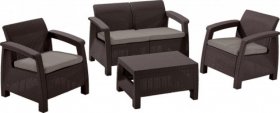 Комплект мебели Корфу сет (Corfu set) коричневый - серо-бежевый * в Менделеевске - mendeleevsk.mebel-74.com | фото