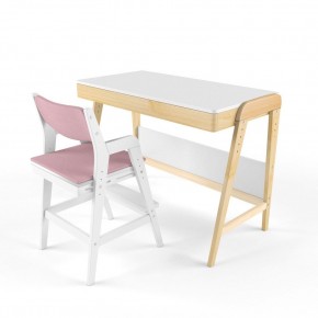 Комплект растущий стол и стул с чехлом 38 попугаев «Вуди» (Белый, Белый, Розовый) в Менделеевске - mendeleevsk.mebel-74.com | фото