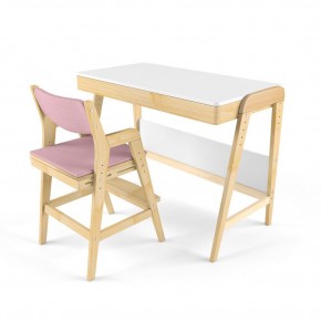 Комплект растущий стол и стул с чехлом 38 попугаев «Вуди» (Белый, Береза, Розовый) в Менделеевске - mendeleevsk.mebel-74.com | фото