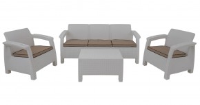 Комплект уличной мебели Yalta Premium Terrace Triple Set (Ялта) белый (+подушки под спину) в Менделеевске - mendeleevsk.mebel-74.com | фото