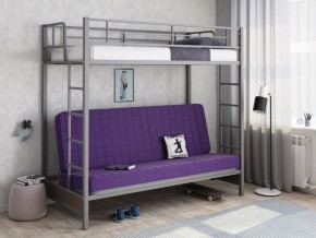 Кровать двухъярусная с диваном "Мадлен" (Серый/Фиолетовый) в Менделеевске - mendeleevsk.mebel-74.com | фото