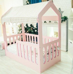 Кровать-домик без ящика 800*1600 (Розовый) в Менделеевске - mendeleevsk.mebel-74.com | фото