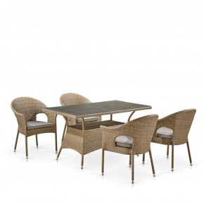 Обеденный комплект плетеной мебели T198B/Y79B-W56 Light Brown (4+1) в Менделеевске - mendeleevsk.mebel-74.com | фото
