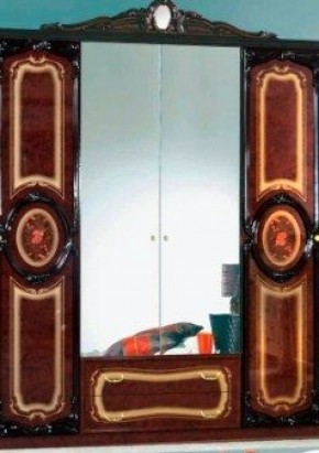 Шкаф 4-х дверный с зеркалами (01.144) Роза (могано) в Менделеевске - mendeleevsk.mebel-74.com | фото