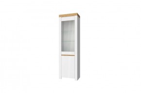 Шкаф с витриной  1V1D, TAURUS, цвет белый/дуб вотан в Менделеевске - mendeleevsk.mebel-74.com | фото